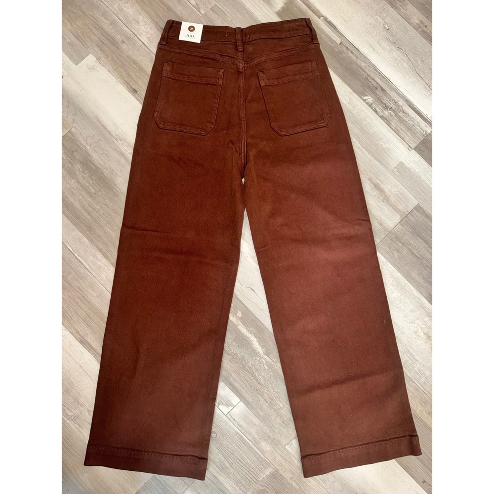 Just Black Denim Wide Leg Pants Women Brown Patch Pocket High Rise 28 DP649-CFB - Picture 4 of 8